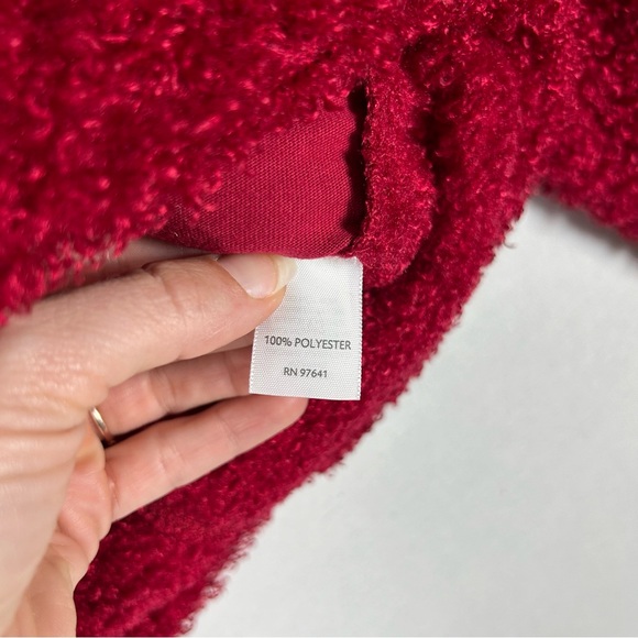 J Jill NWT Teddy Full Zip Up Sweater Women’s XL Ruby Red Textured Soft Cozy - Picture 7 of 11